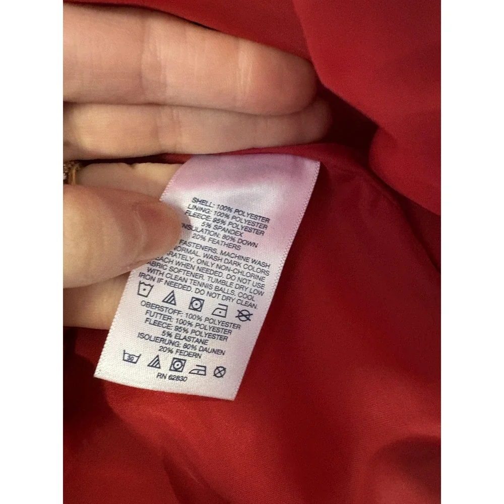 Lands' End Vest Youth Large 14-16 Red Puffer Down Zip Pockets Warm Winter